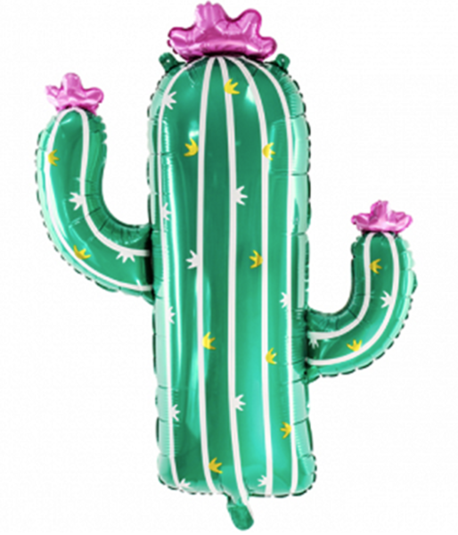 XXL Folienballon - Kaktus, pinke Blüten - ø 82cm